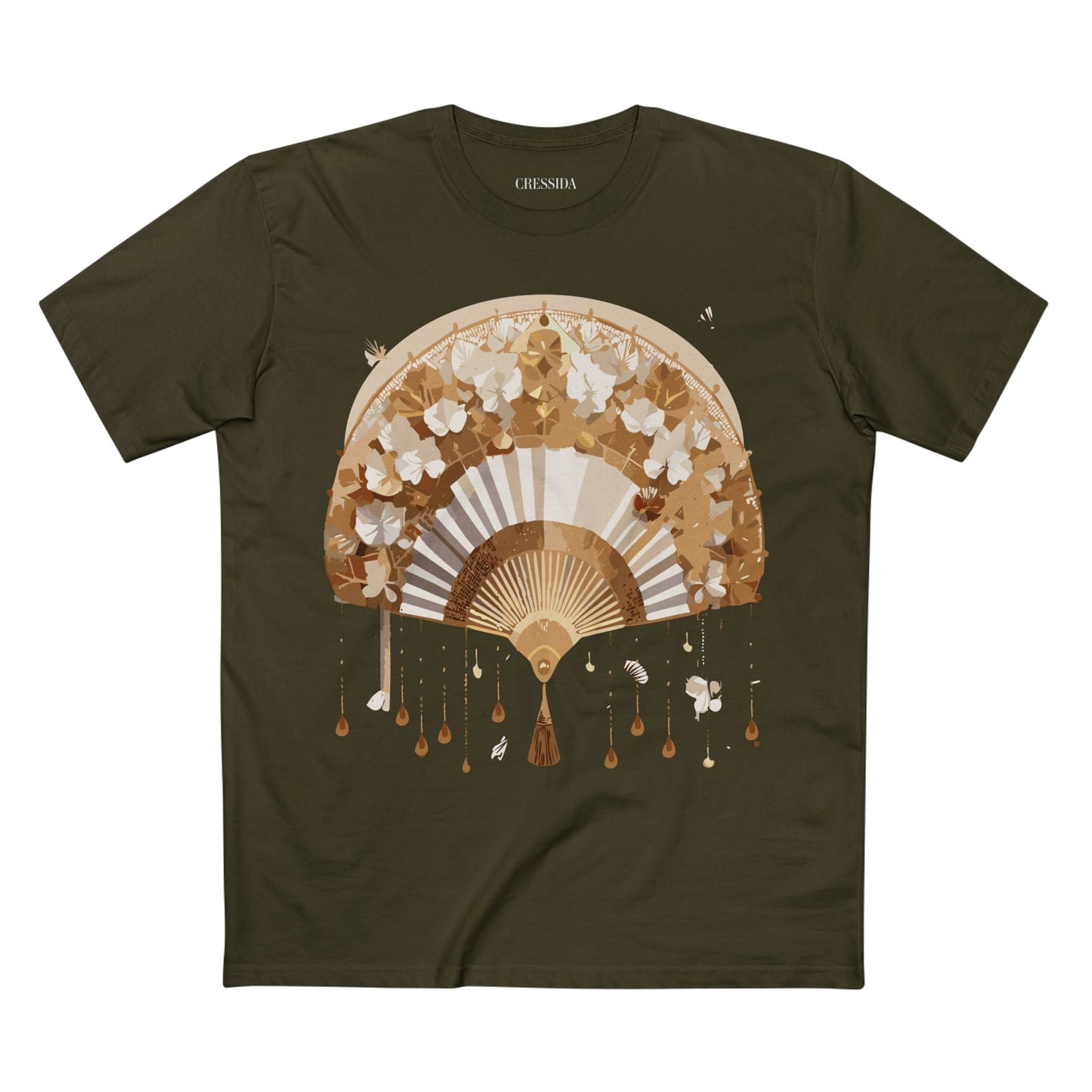 Antique Fan Graphic Design T-Shirt Unisex 100 Cotton Floral Carnival Artwork Tee 17