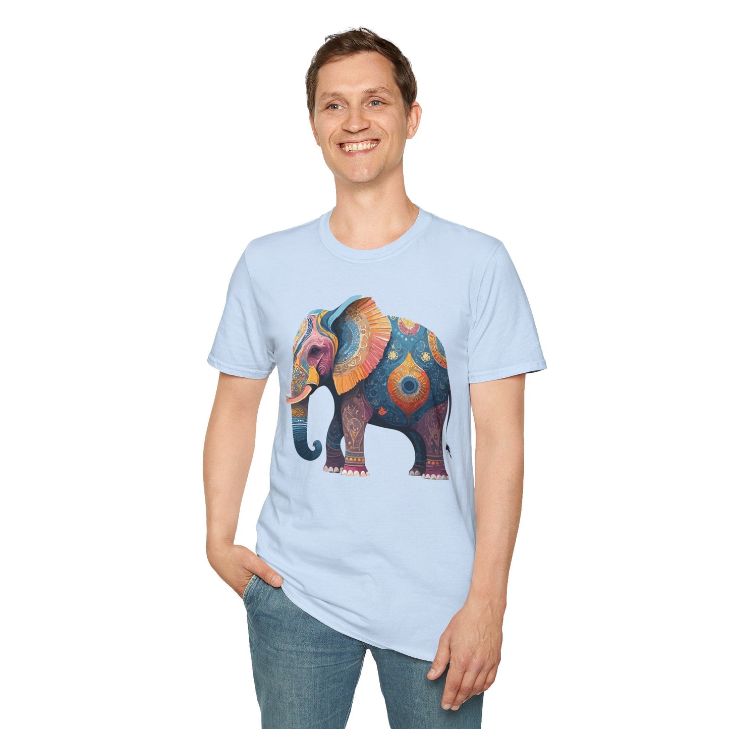 Elephant T Shirt Unisex Gildan Softstyle 64000 Tee With Animal Elephant Graphic Artwork