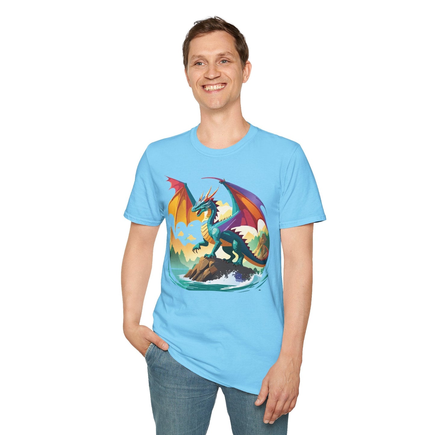 Dragon Graphic Unisex Cotton Softstyle Art Design Tee With Animals 21