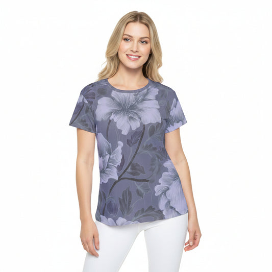 Women Poly T-Shirt with Floral Print