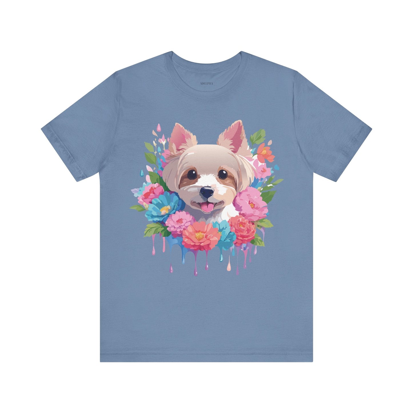 Unisex Graphic T Shirt With Original Adelpha Artwork Vintage Inspired Dog Design