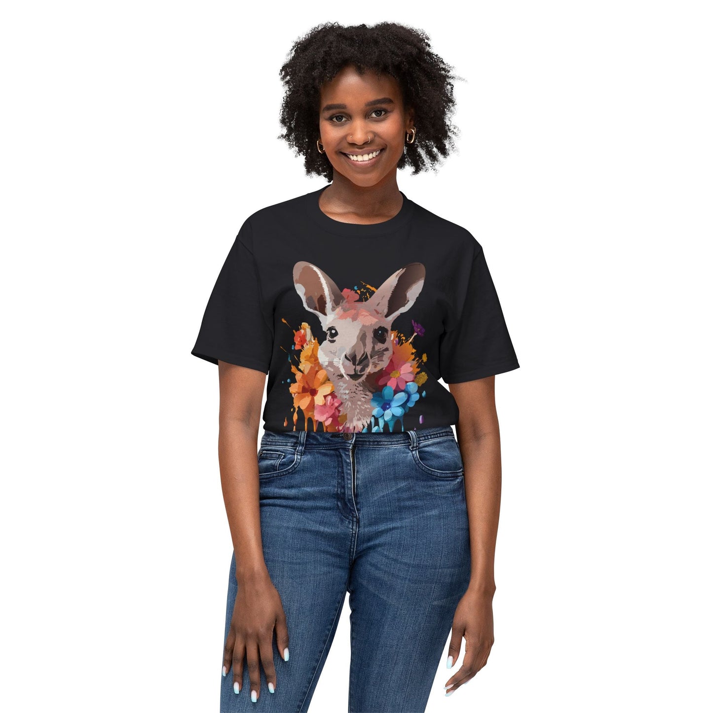 Unisex Kangaroo T Shirt HD Cotton Full Color Art Print Tee Made In USA 100 Percent Pre Shrunk