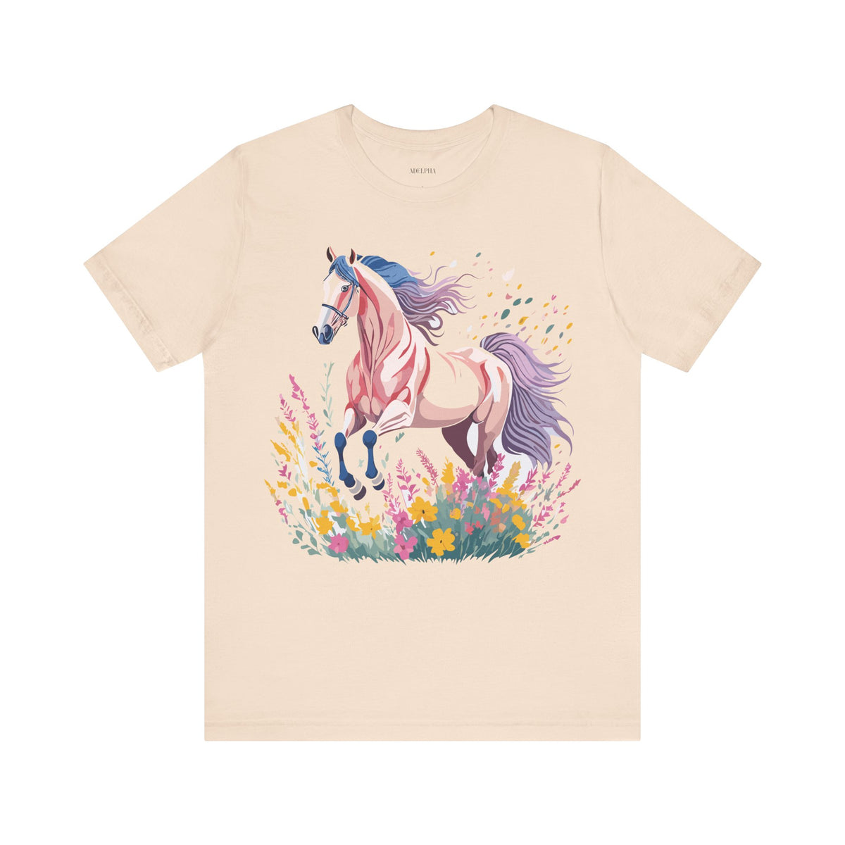 Horse Graphic Unisex Cotton Bella+Canvas Tee with Art Animal Design e25