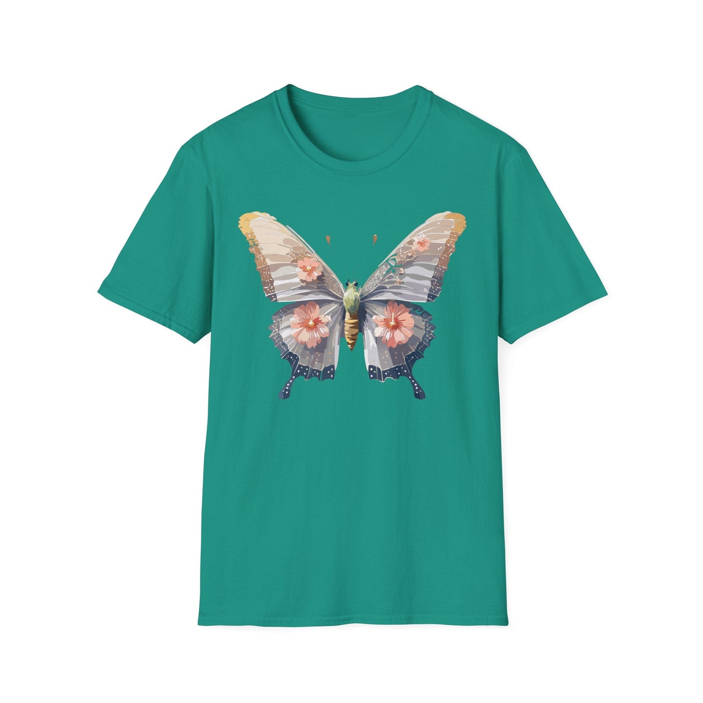 Butterfly T Shirt Unisex Monarch Design Gildan Softstyle 64000 100 Percent Ring Spun Cotton