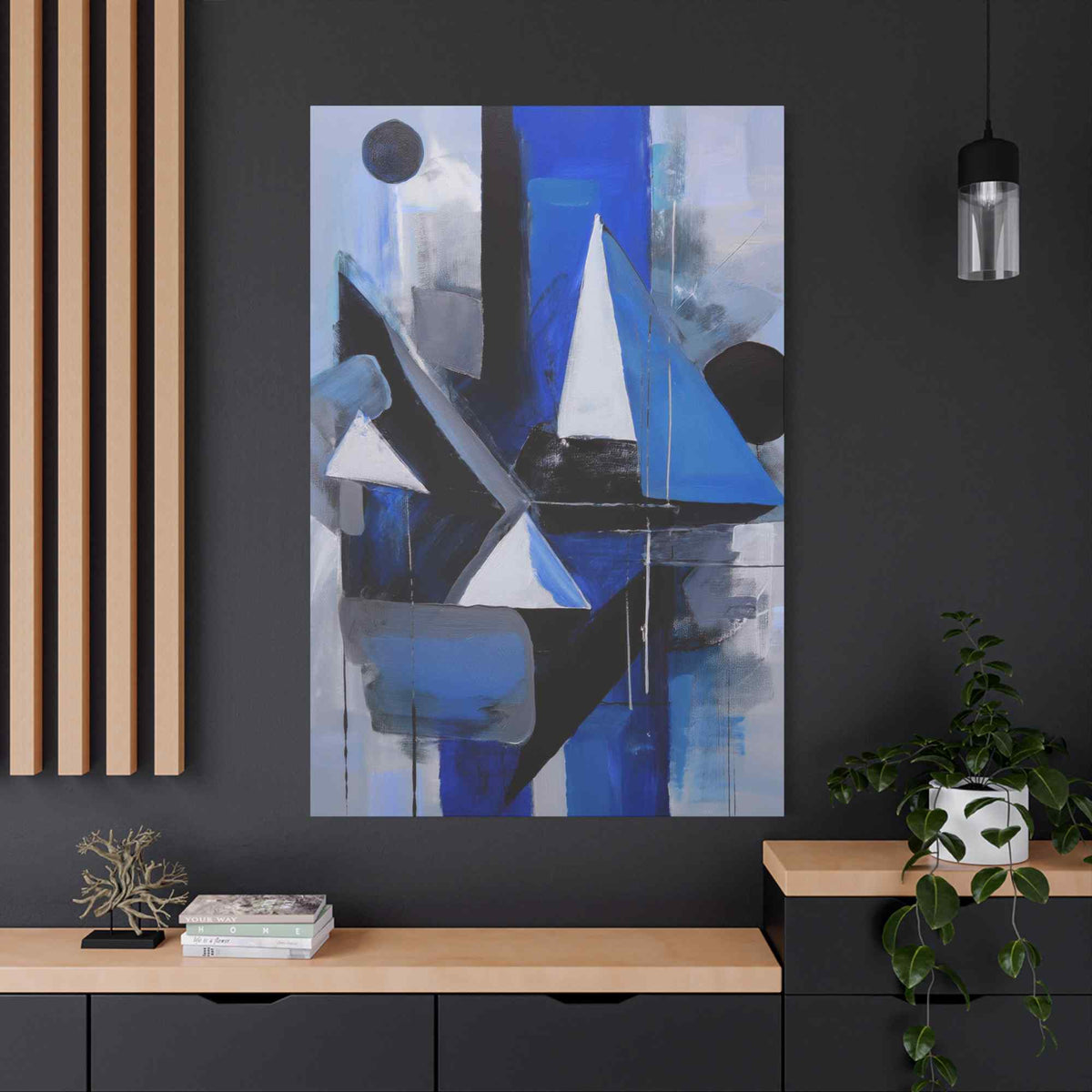 Blue Abstract Painting Print Canvas 20x24,20x30,24x30, 24x32,24x36,30x40, 32x48,36x48,40x60 Pine-Wood Inner Frame ABS-26