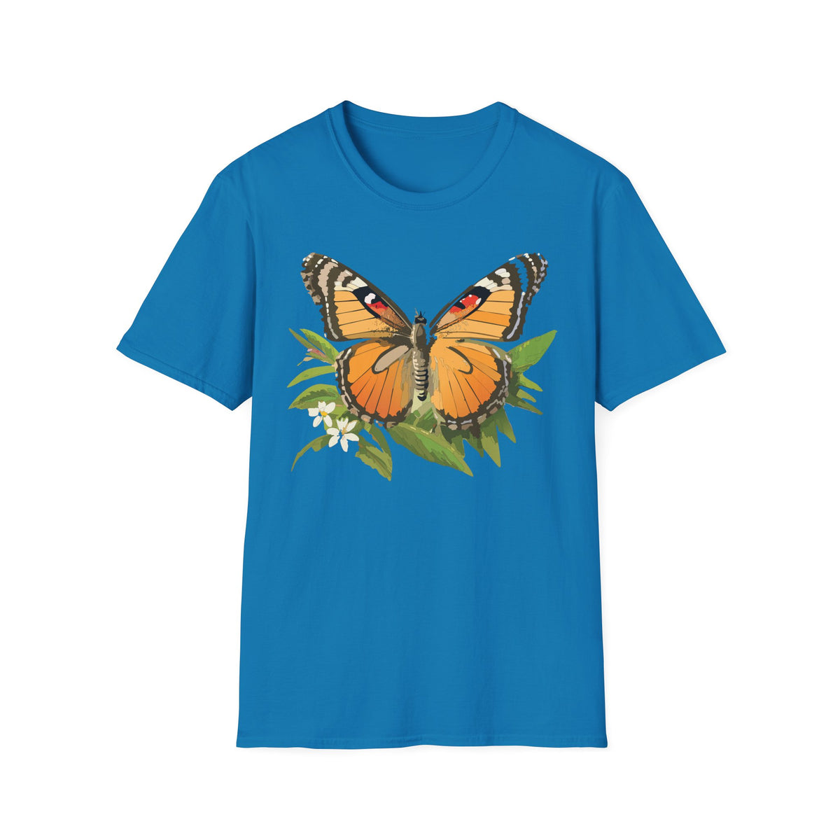 Butterfly Nature T-Shirt — Orange Monarch Illustration Graphic Tee Unisex 100 Cotton Gildan T-Shirt