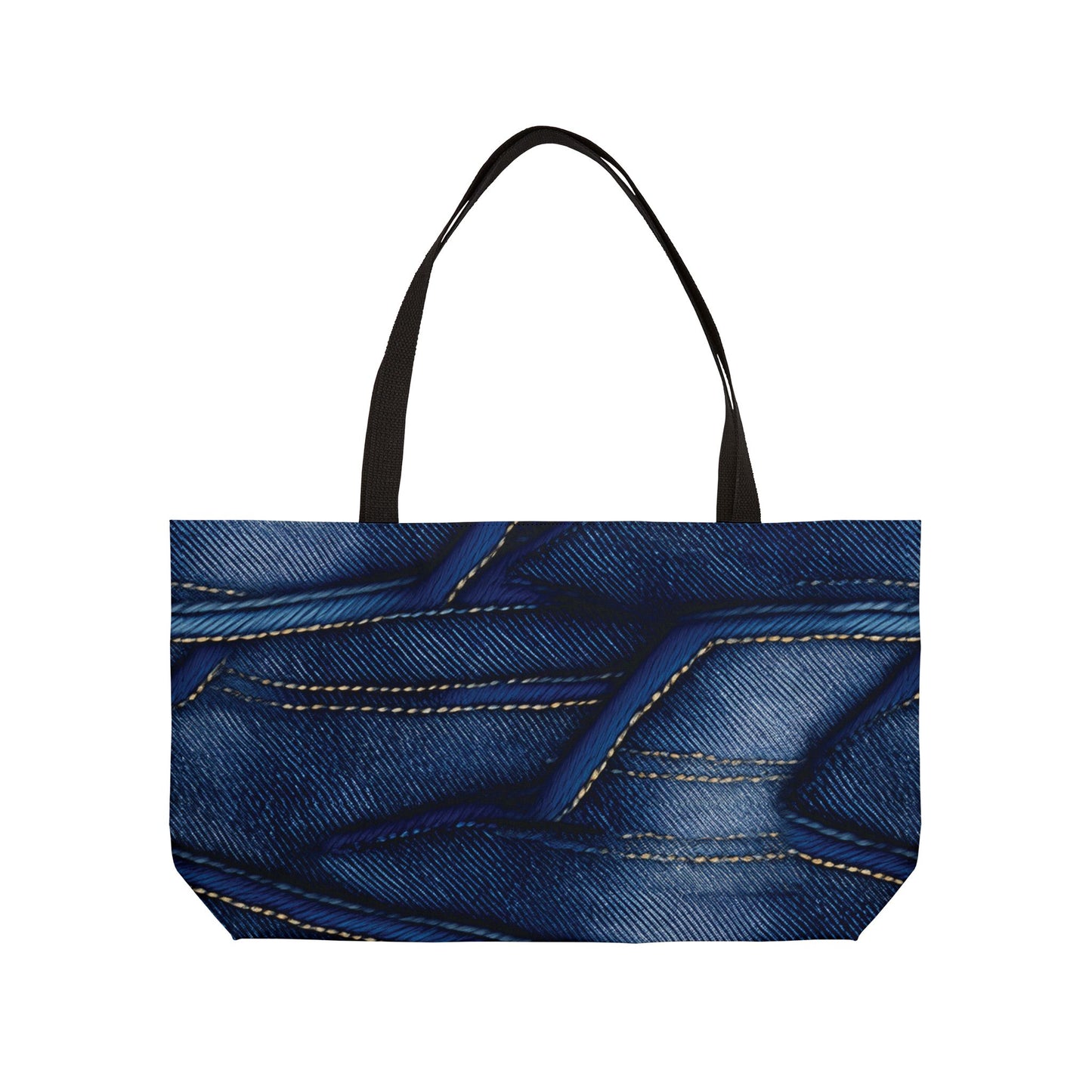 Denim Print Weekender Bag High-Quality 100% Spun Polyester 24x13 Canvas Bag 7