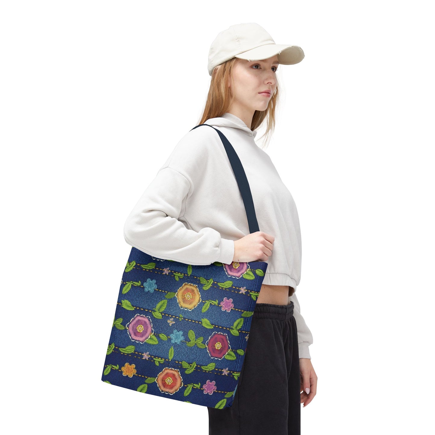 Denim Fabric Imitation Print Unisex Canvas Bag Poly Spun 3 Sizes Tote Bag 134