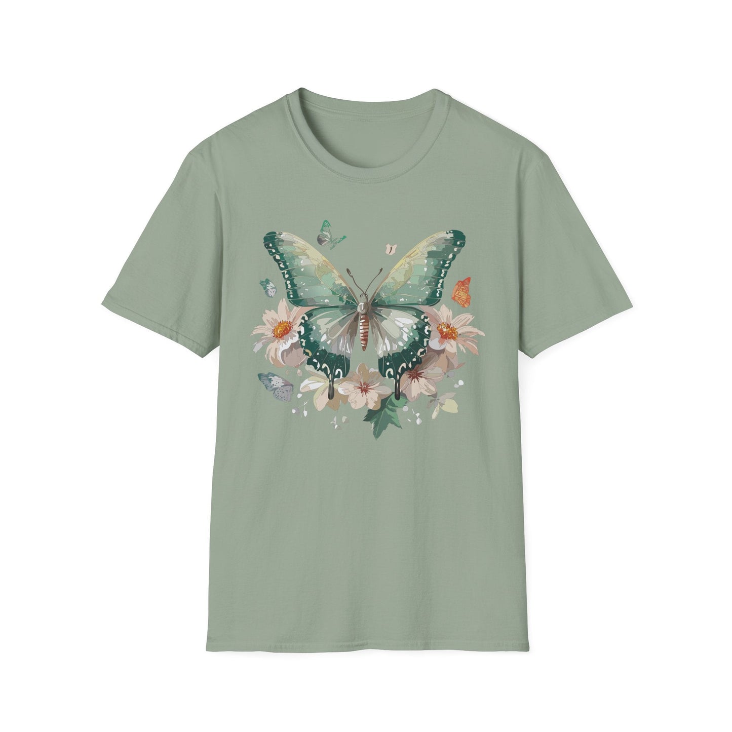 Butterfly T Shirt Unisex Softstyle Tee 100 Percent Ring Spun Cotton Monarch Design Premium Comfort