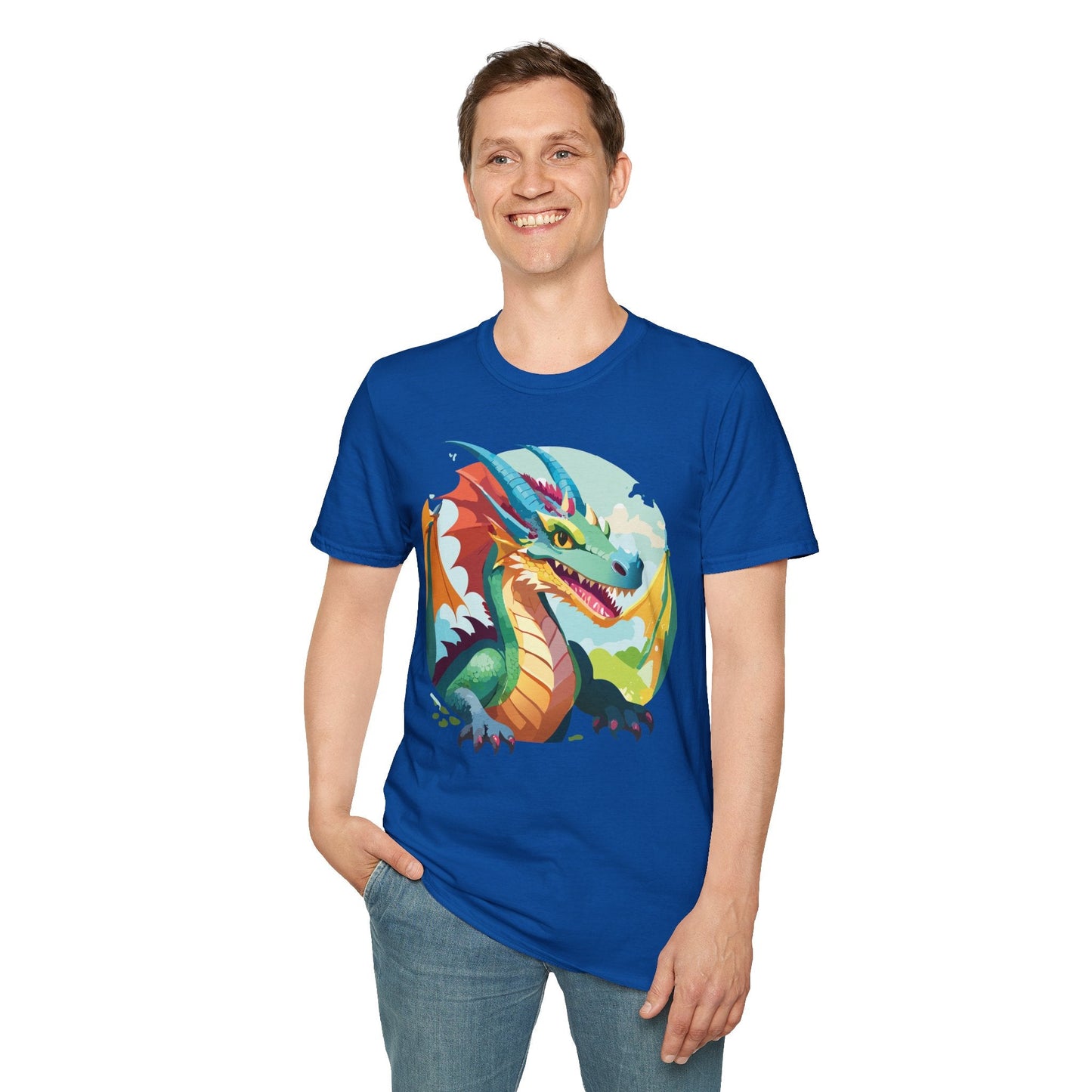Unisex Dragon Graphic Tee By Gildan Softstyle 64000 Short Sleeve Cotton Tee Art Design