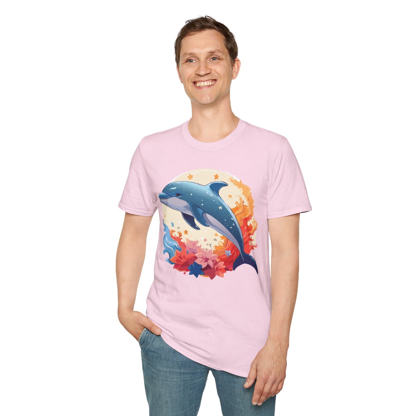 Dolphin T Shirt Unisex Softstyle Gildan 64000 100 Percent Ring Spun Cotton Animal Fish Tee