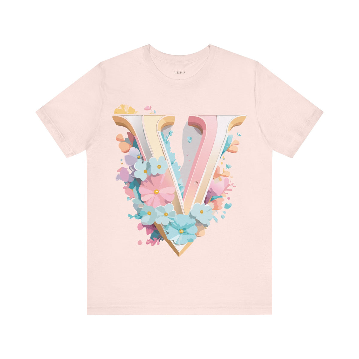 Letter V Graphic Unisex Cotton Bella+Canvas Tee with Art Letter Design