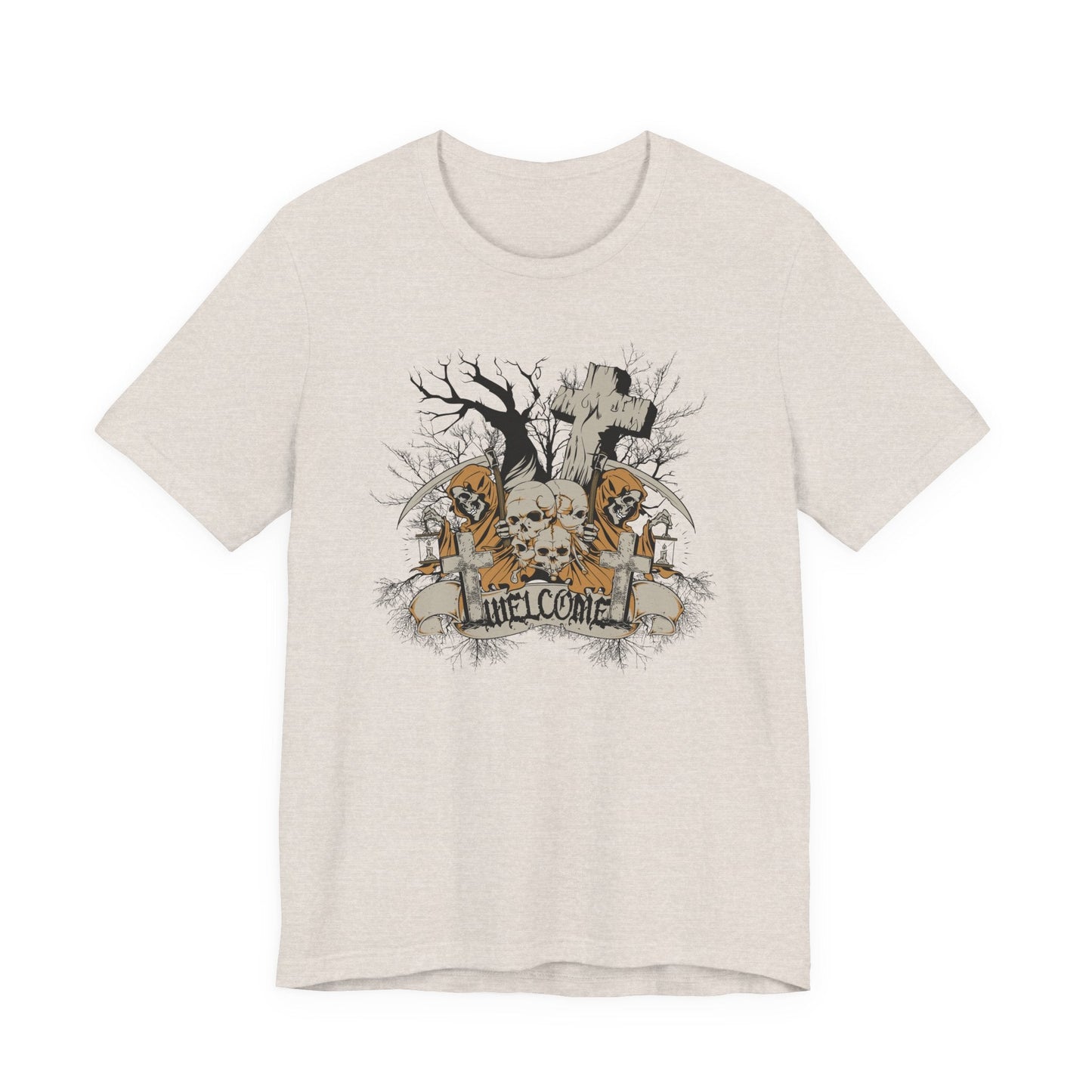 Skull Halloween Graphic Design Unisex Cotton T-Shirt Art-50