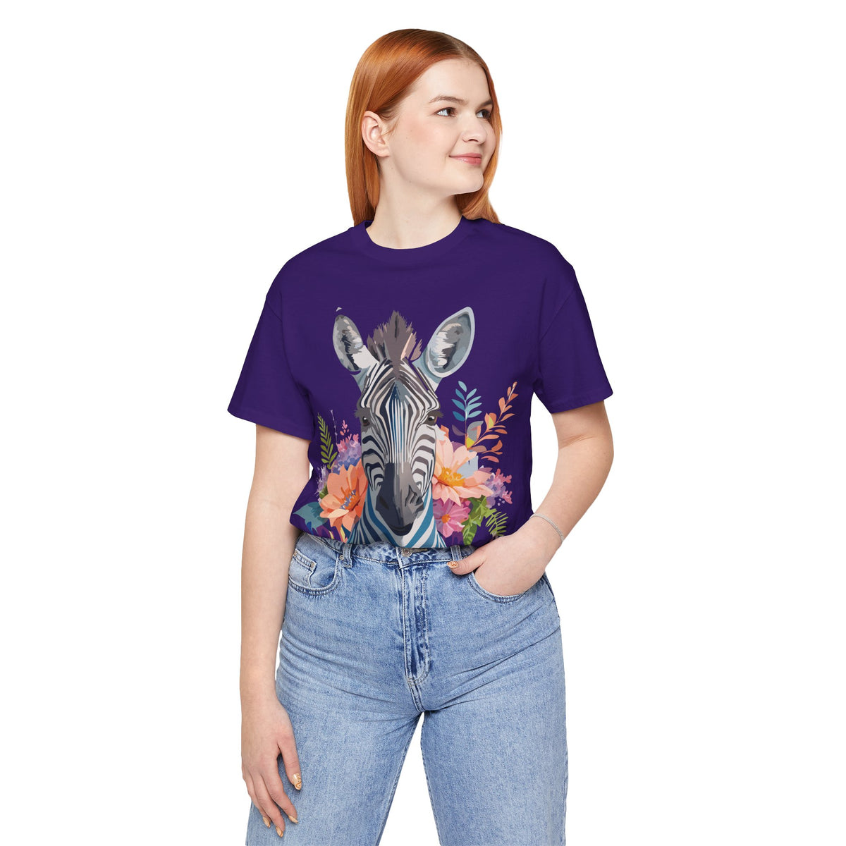 Zebra Graphic Unisex Cotton Bella+Canvas Tee with Art Animal Design e80