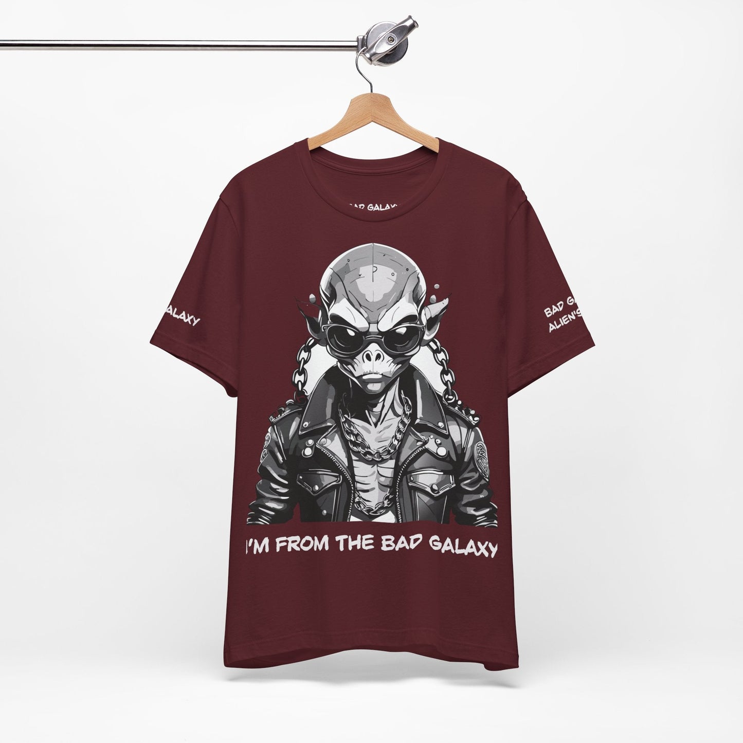 Graphic Cotton T Shirt Unisex Short Sleeve Alien Artwork By Bad Galaxy Premium Everyday Wear