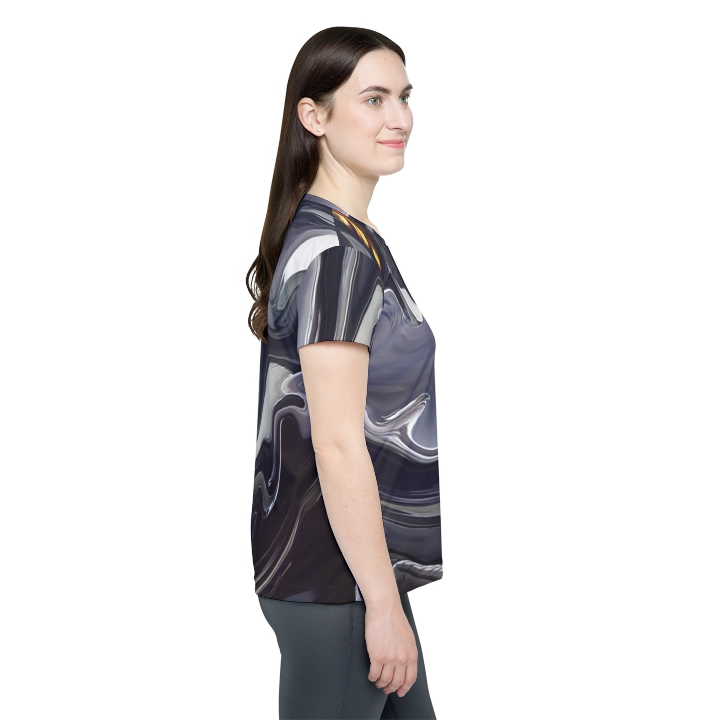 Poly Jersey Tee Shirt with abstract prints