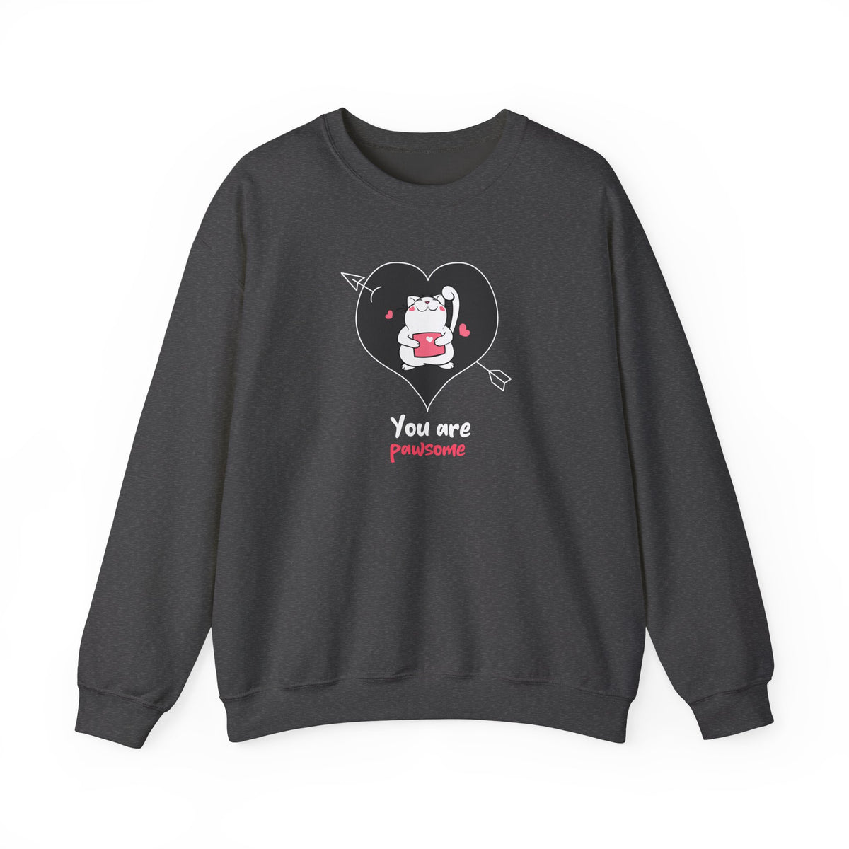 Cat Graphic Valentine's Day Sweatshirt Unisex 50/50 Cotton-Poly Animal Sweatshirt w10