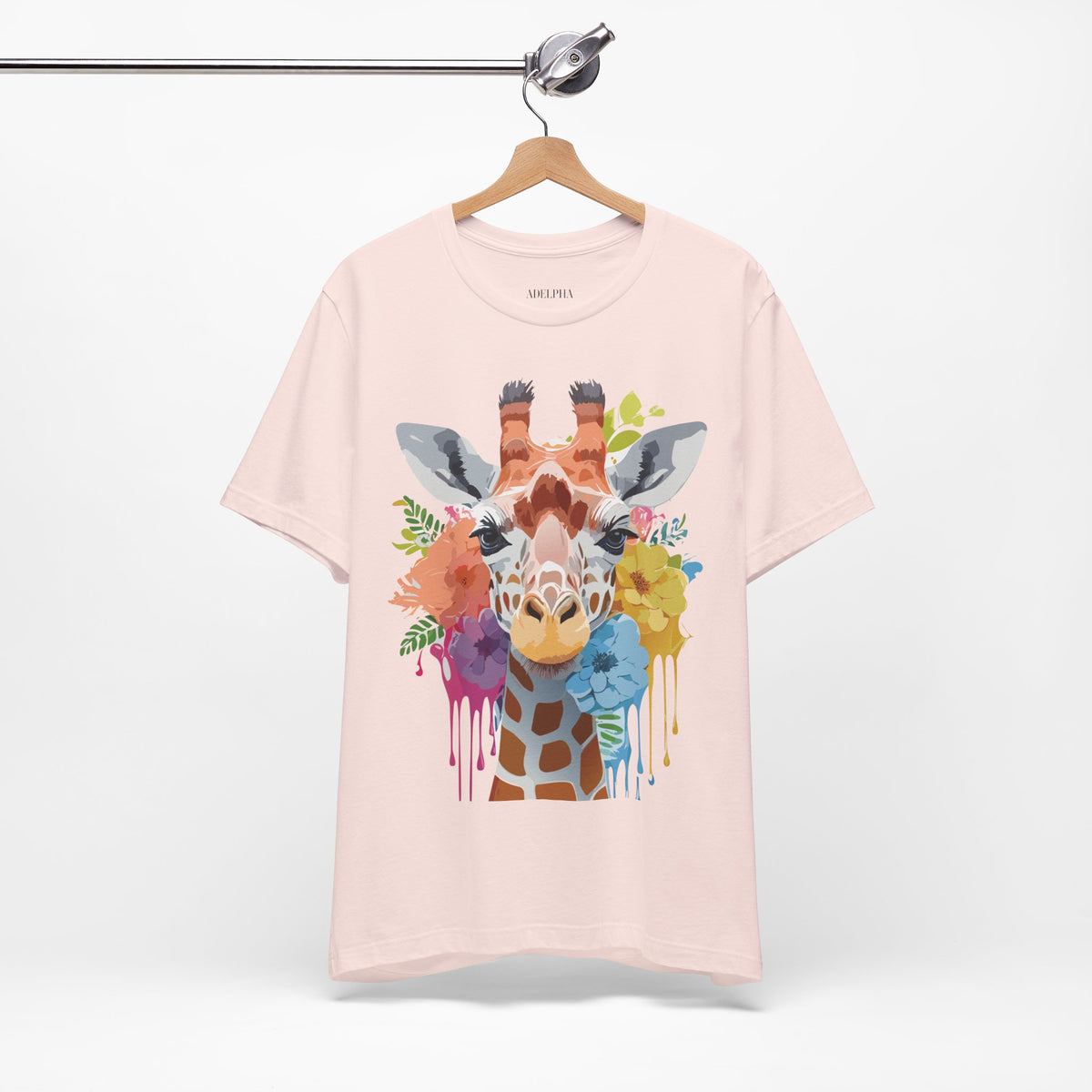 Giraffe Graphic Unisex Cotton Bella+Canvas Tee with Art Animal Design e15
