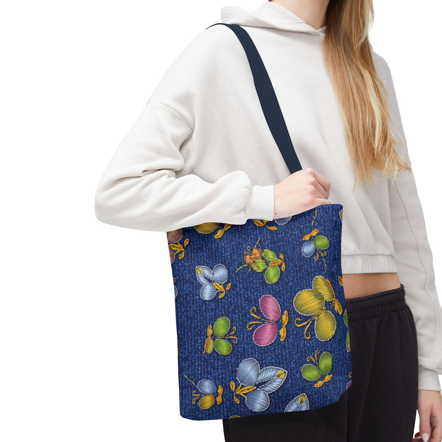 Denim Fabric Imitation Print Unisex Canvas Bag Poly Spun 3 Sizes Tote Bag 160