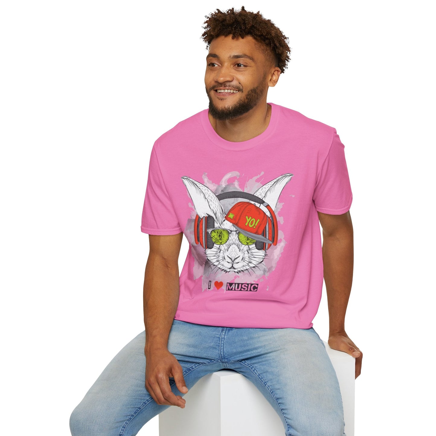 Unisex Music Animals Shirt With Headphones Softstyle Short Sleeve Tee Gildan 64000