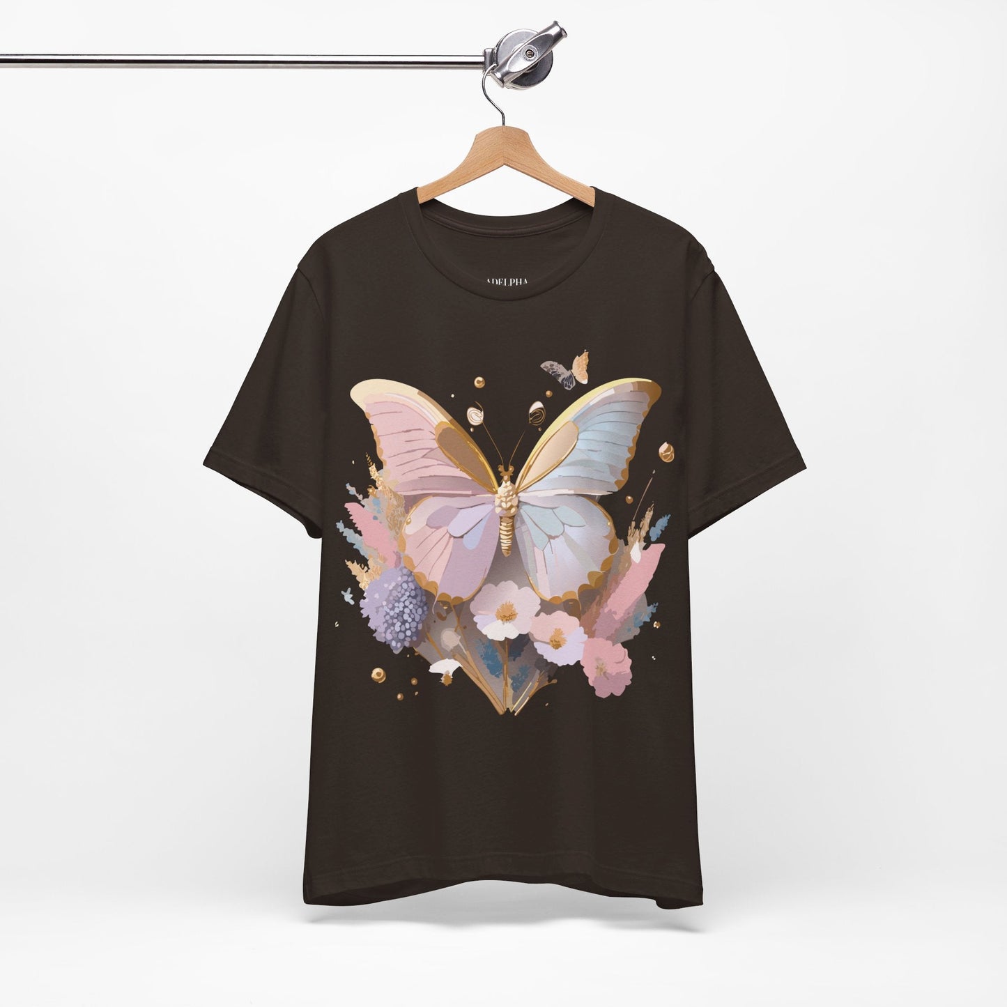 Butterfly Graphic Unisex 100 Cotton Lightweight Vintage Floral Design Jersey Tee 12