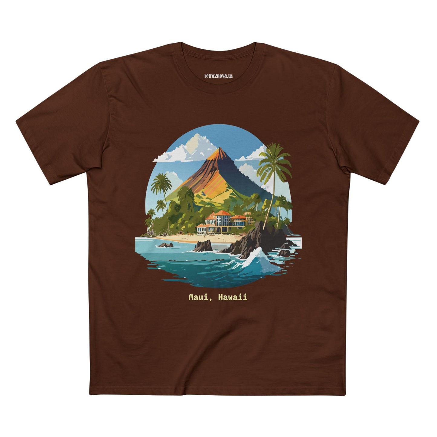 Retro2Nova Unisex Premium Cotton Art Tee Travel Shirt Hawaii Design Comfortable Everyday Tee