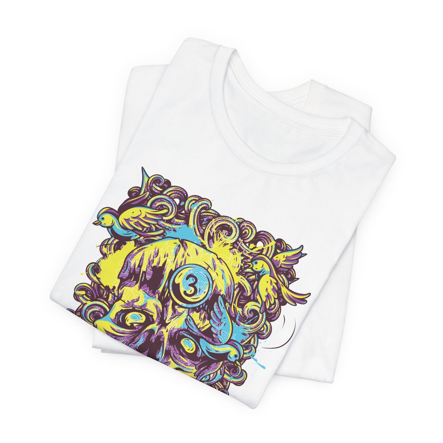 Colorful Skull Illustration Graphic Unisex Cotton T-Shirt r41