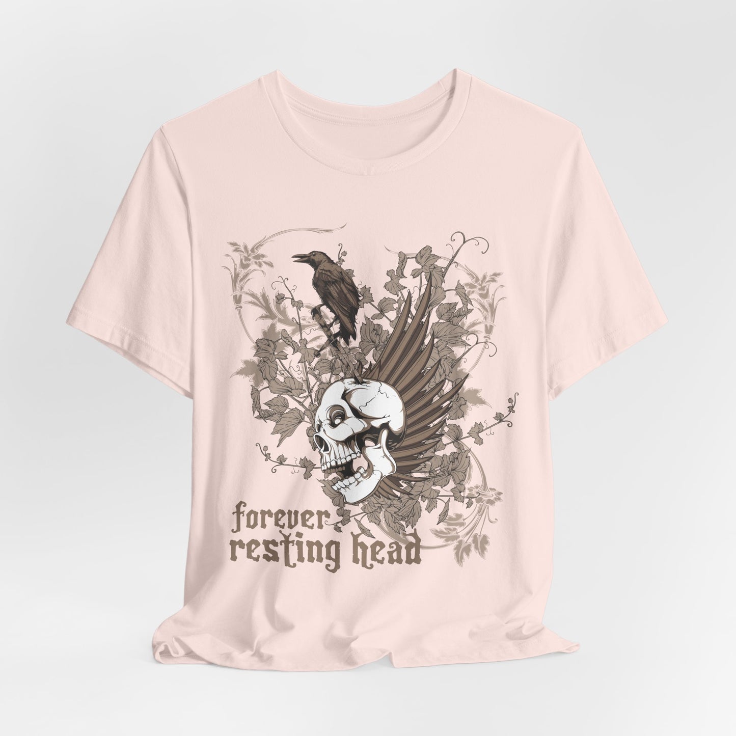 Forever Resting Head Tee, Edgy Graphic Shirt, Music T-Shirt, Gothic Tees, Skull Shirt, Art Design Tee, Skull Graphic Top