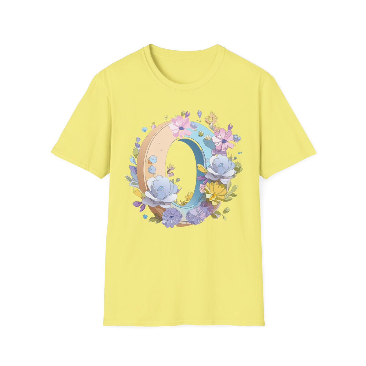 Floral Letter O Shirt | Monogram Initial O Tee, Pastel Flower Alphabet