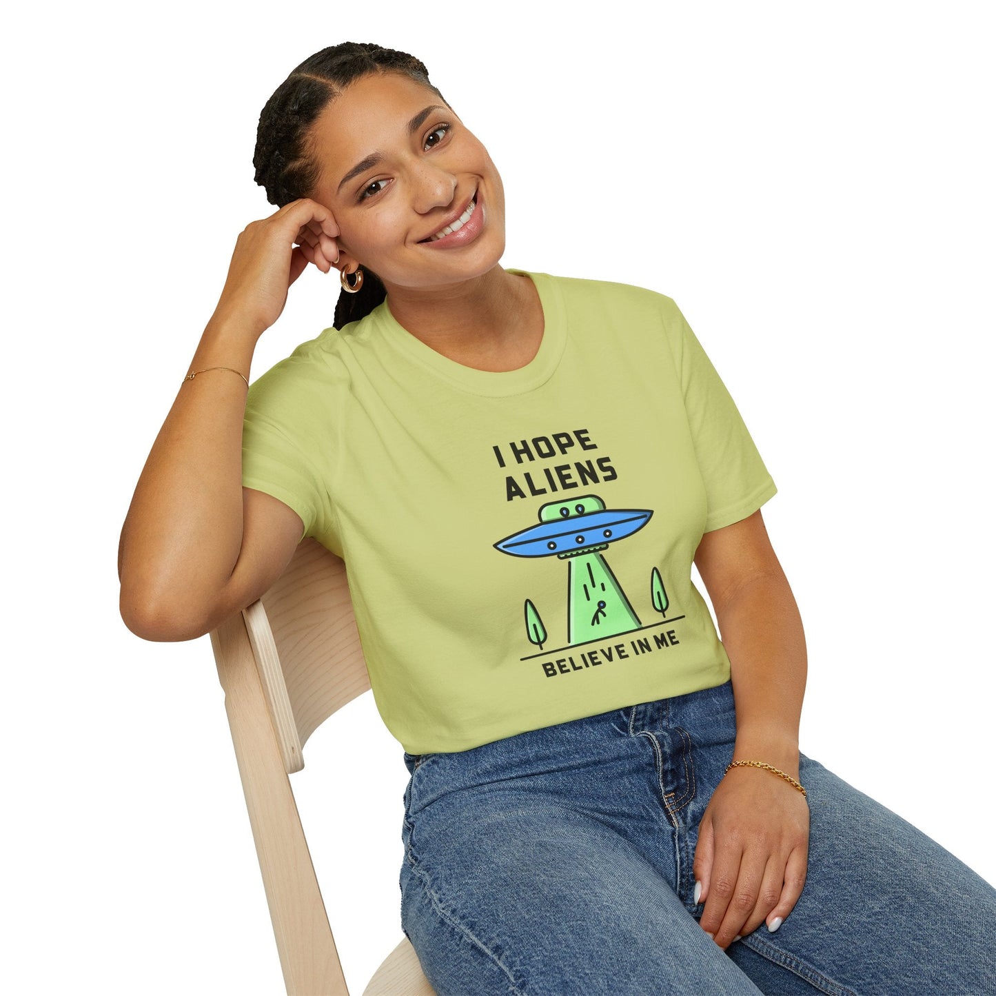 Alien UFO TShirt  I Hope Aliens Believe In Me Cute SciFi Graphic Tee