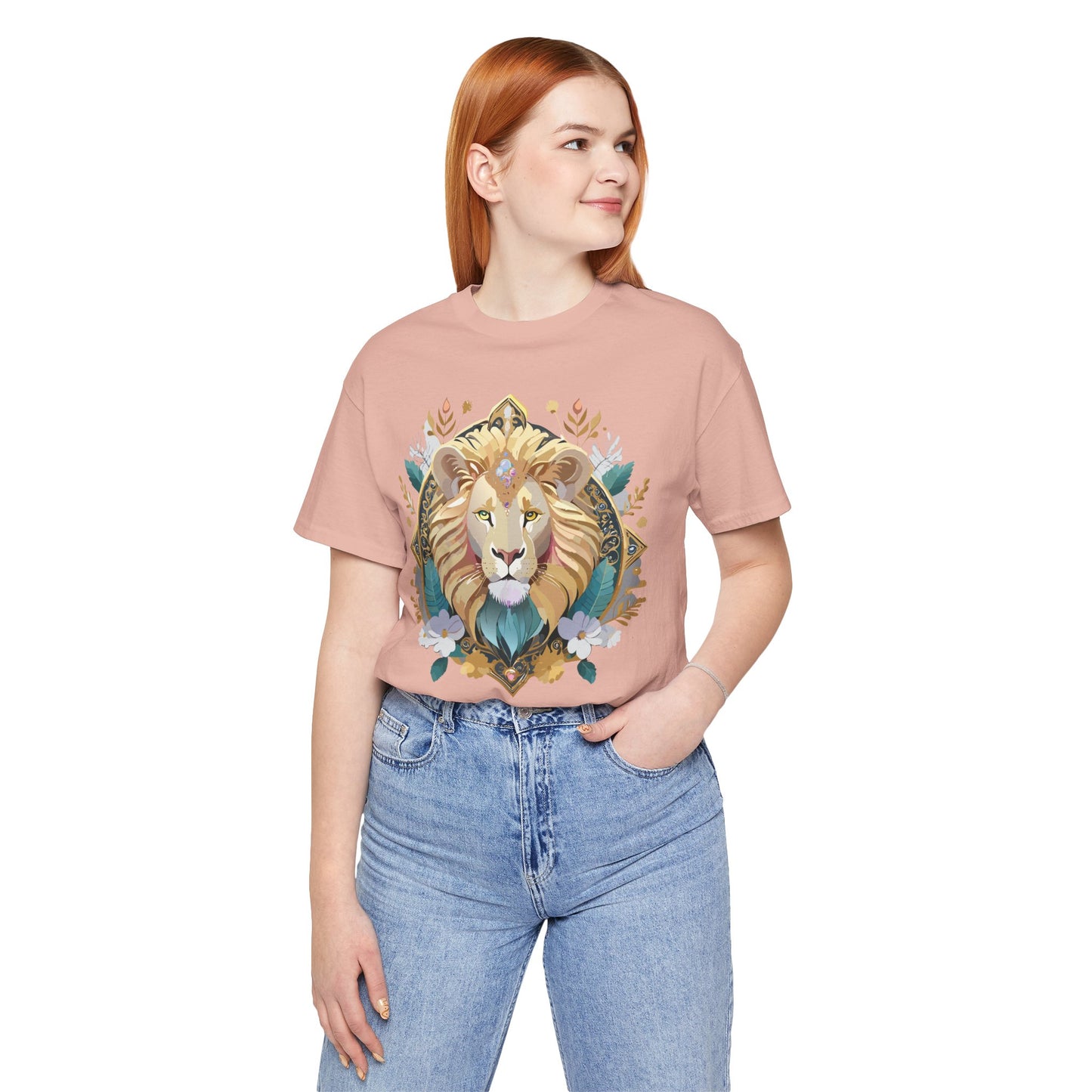 Unisex Lion Graphic Tee, Animal Shirt, Tee Shirt with Lion, Medallion T-Shirt, Animal Medallion Tees 2
