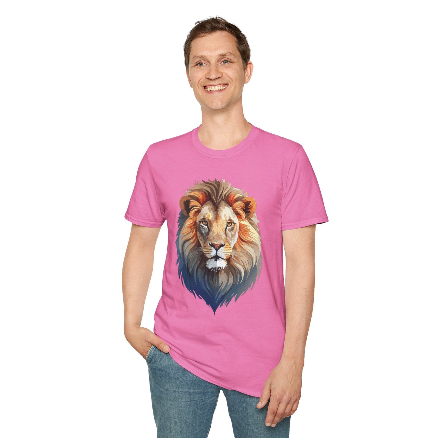 Gildan Softstyle Lion Print T Shirt Floral Tee For Unisex Everyday Comfort