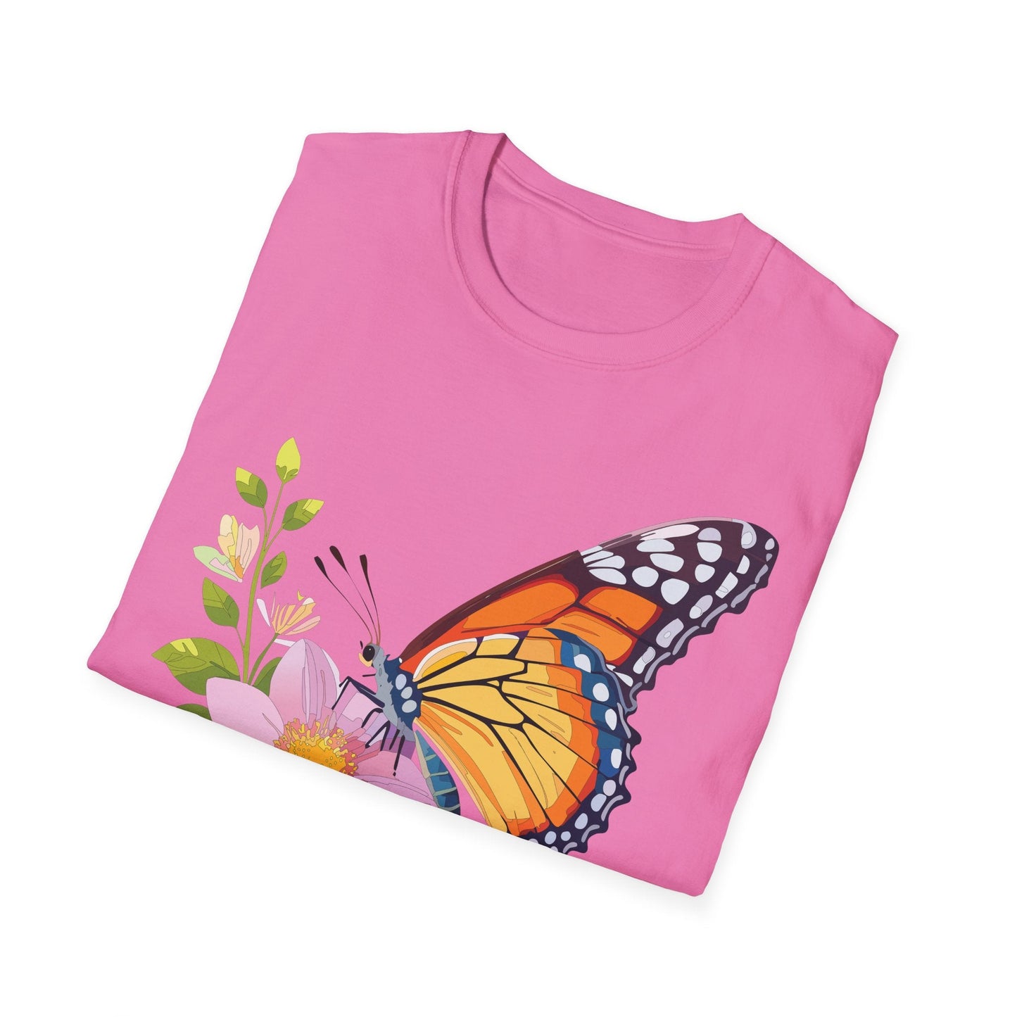 Butterfly T Shirt for Women and Men Monarch Print Softstyle Unisex Gildan 64000 Tee