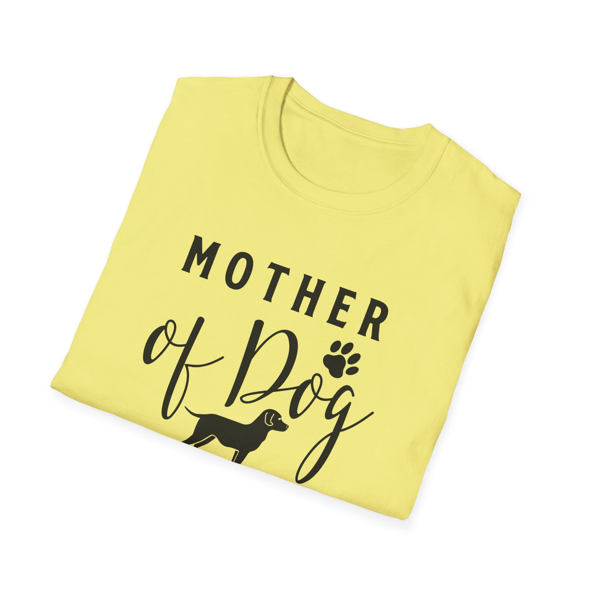 Mother of Dog T-Shirt Paw Print & Silhouette Dog Mom Tee Unisex Cotton T-Shirt Gildan Softstyle 64000 Tee