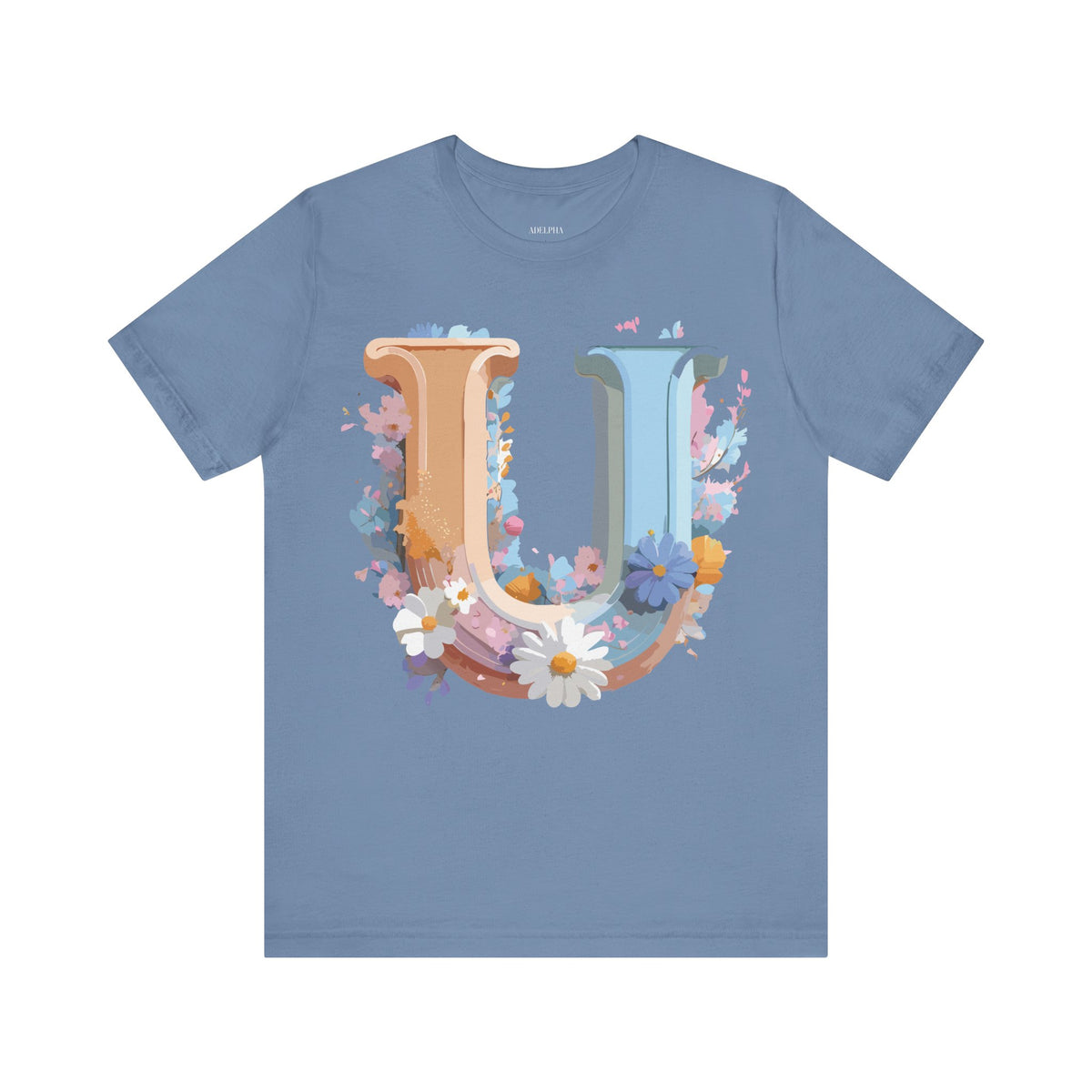 Letter U Graphic Unisex Cotton Bella+Canvas Tee with Art Letter Design
