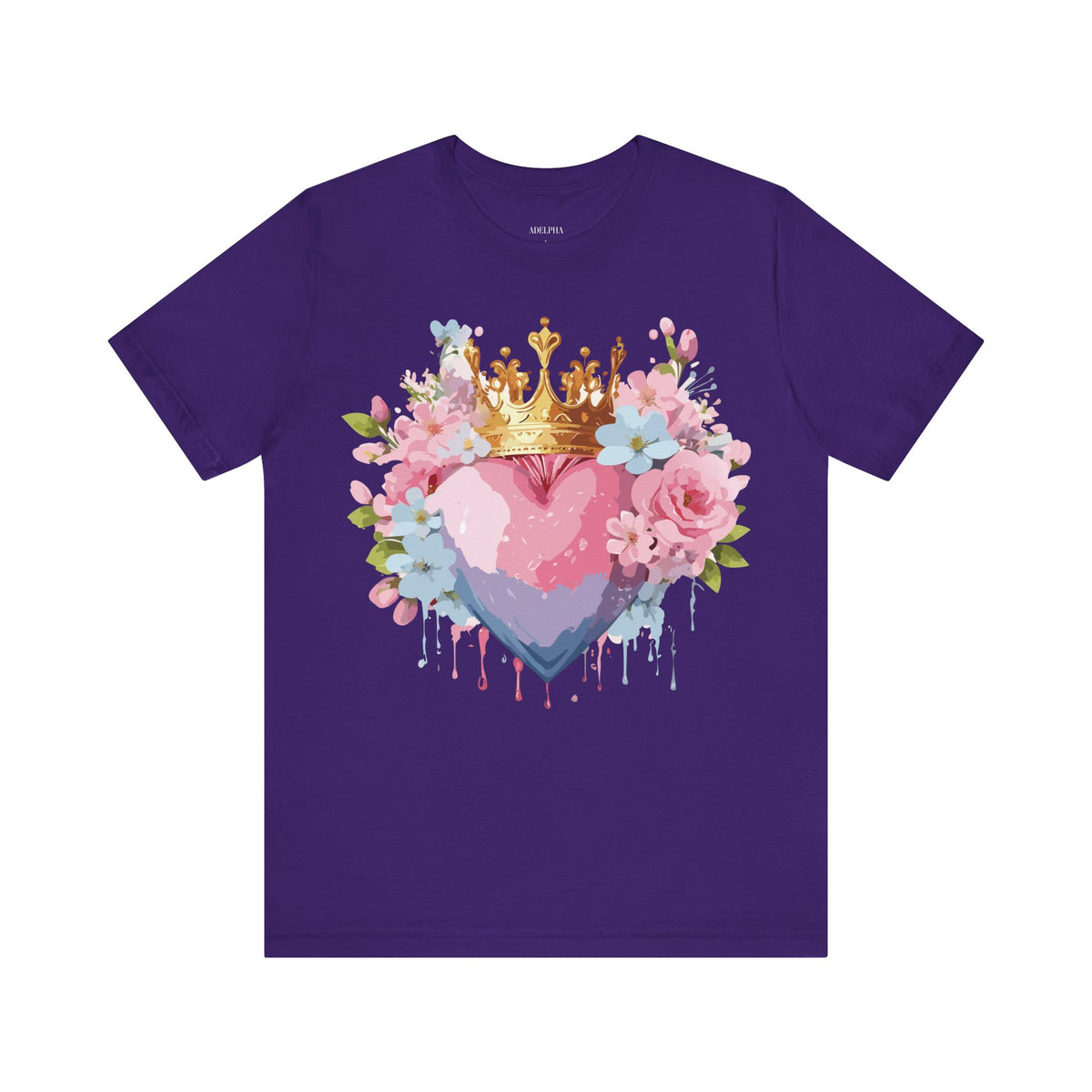 Valentine's Day Graphic Unisex Cotton Bella+Canvas Tee with Floral Art Design d108