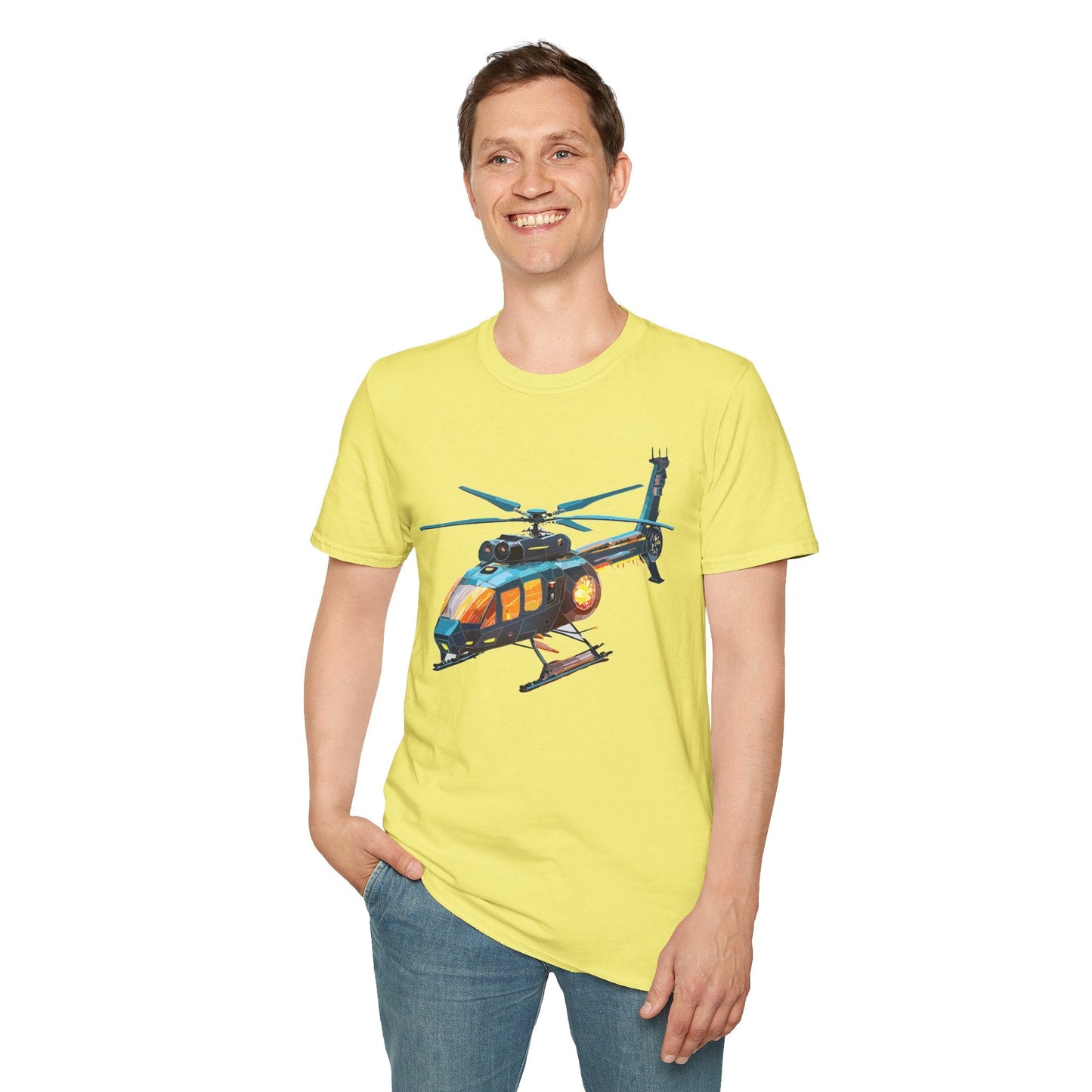 Chopper Helicopter Shirt Unisex Gildan Softstyle 64000 Cotton Tee Short Sleeve Graphic Tee
