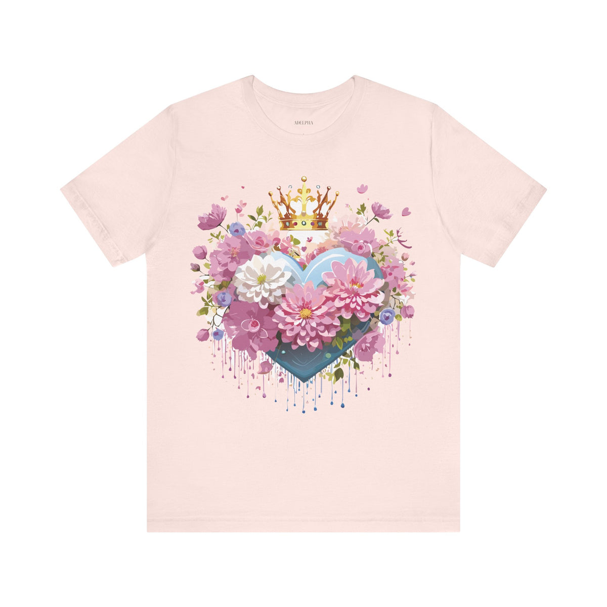 Valentine's Day Graphic Unisex Cotton Bella+Canvas Tee with Floral Art Design d128