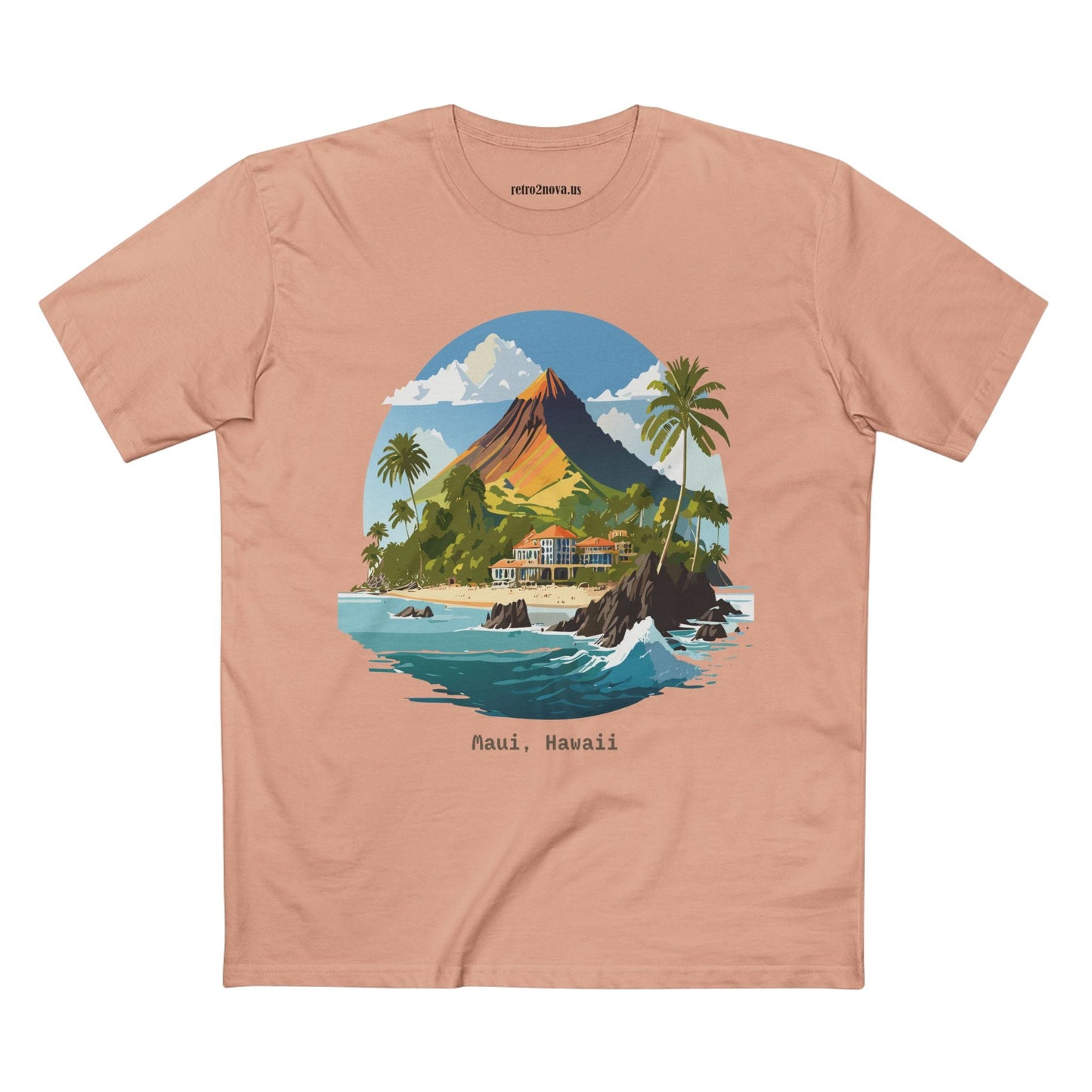 Retro2Nova Unisex Premium Cotton Art Tee Travel Shirt Hawaii Design Comfortable Everyday Tee