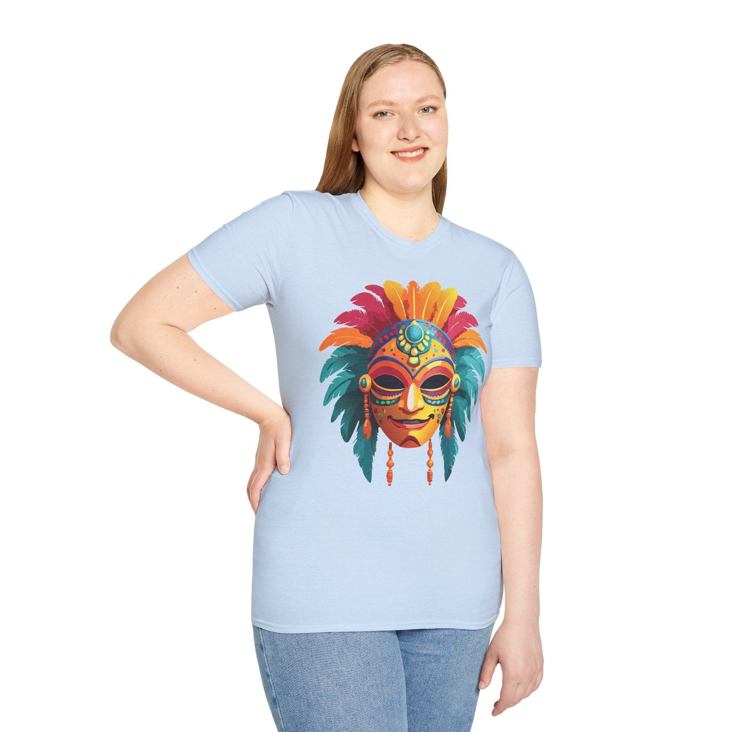 Mask Tee Shirt Unisex Softstyle Gildan 64000 100 Percent Ring Spun Cotton Masquerade Tee