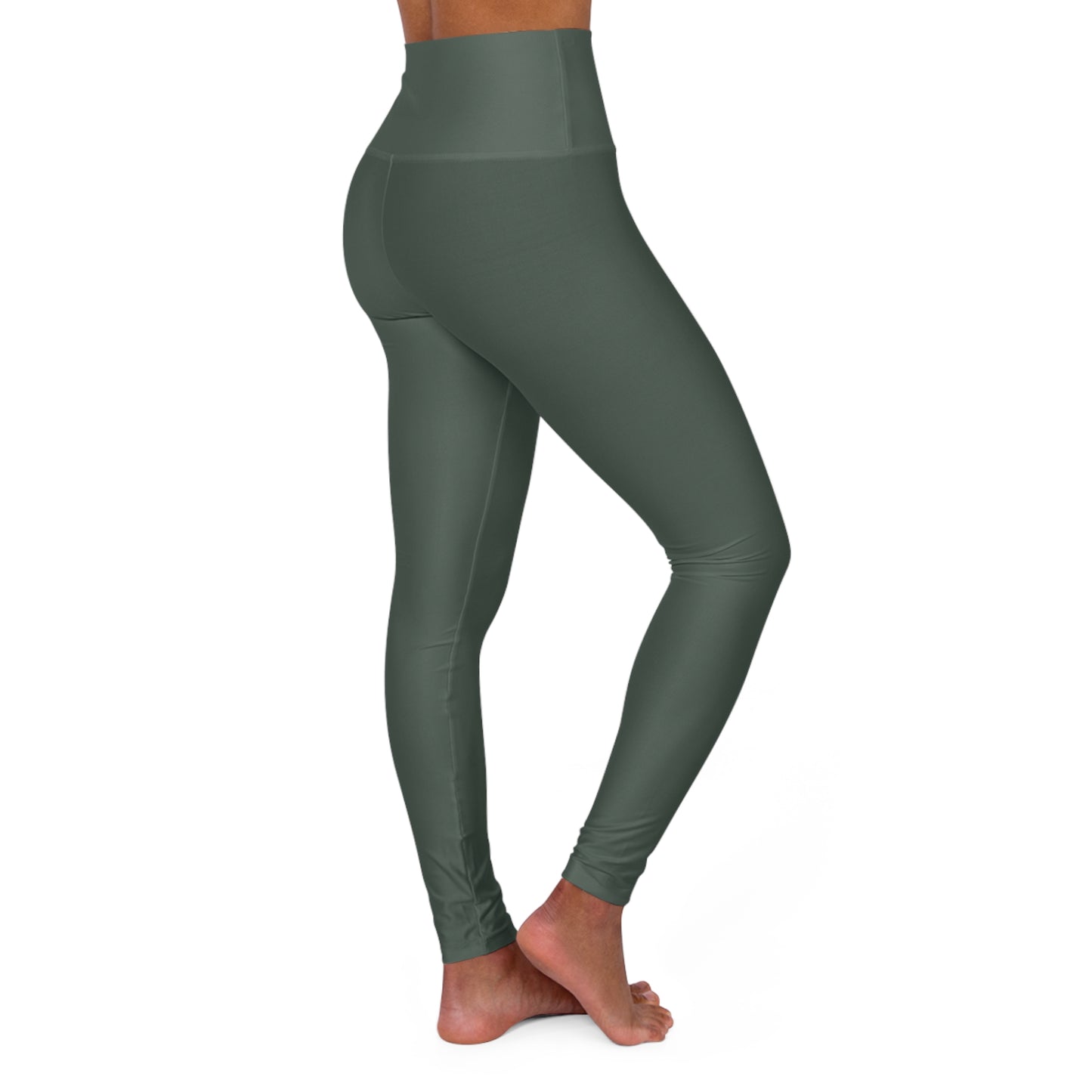 Dark Grey Olive Color High-Waist Yoga Leggings Women's Seamless Poly-Span Stretchy Pants XS-2XL