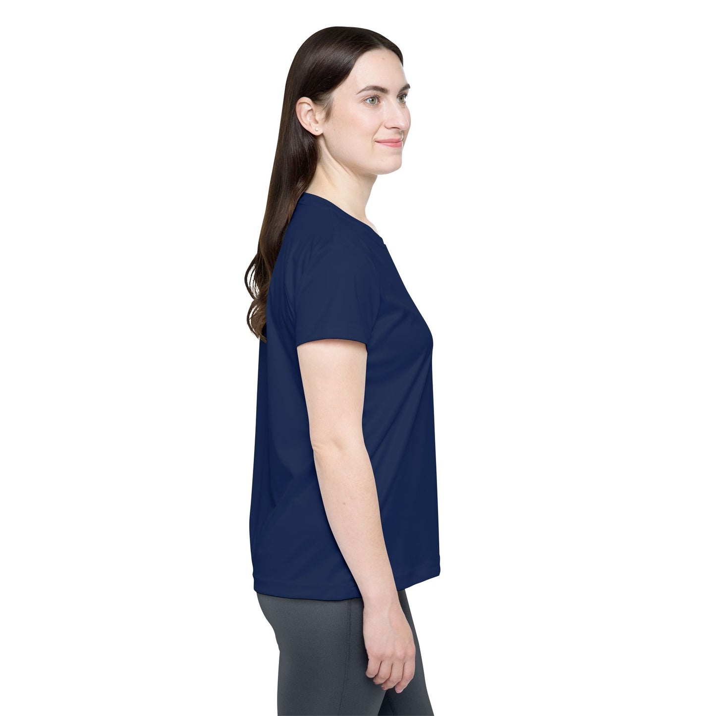 Prussian Navy Blue Solid Color Print Women's Sports Jersey Short Sleeves Poly Athletic Tee