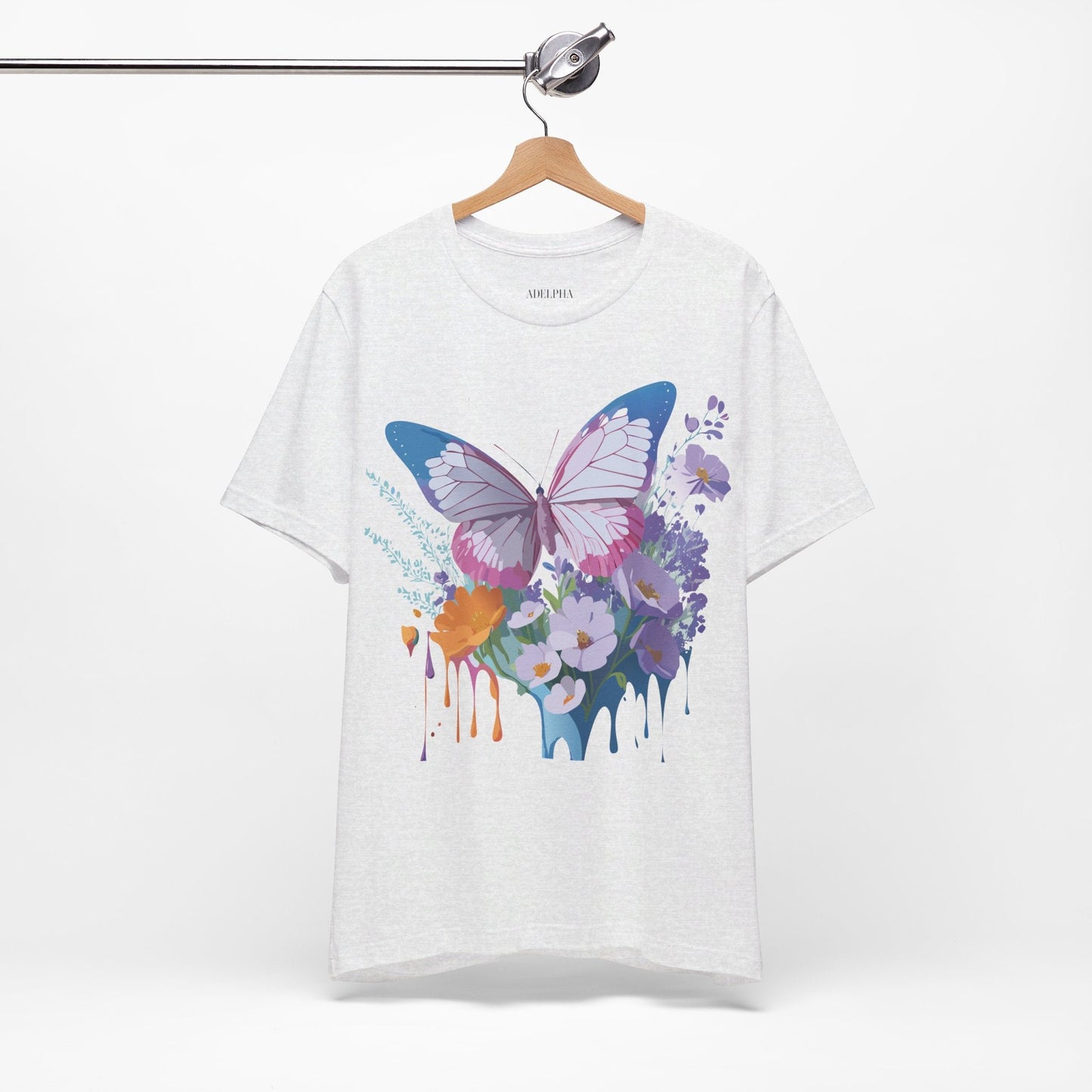 Butterfly Graphic Unisex 100 Cotton Lightweight Vintage Floral Design Jersey Tee 1