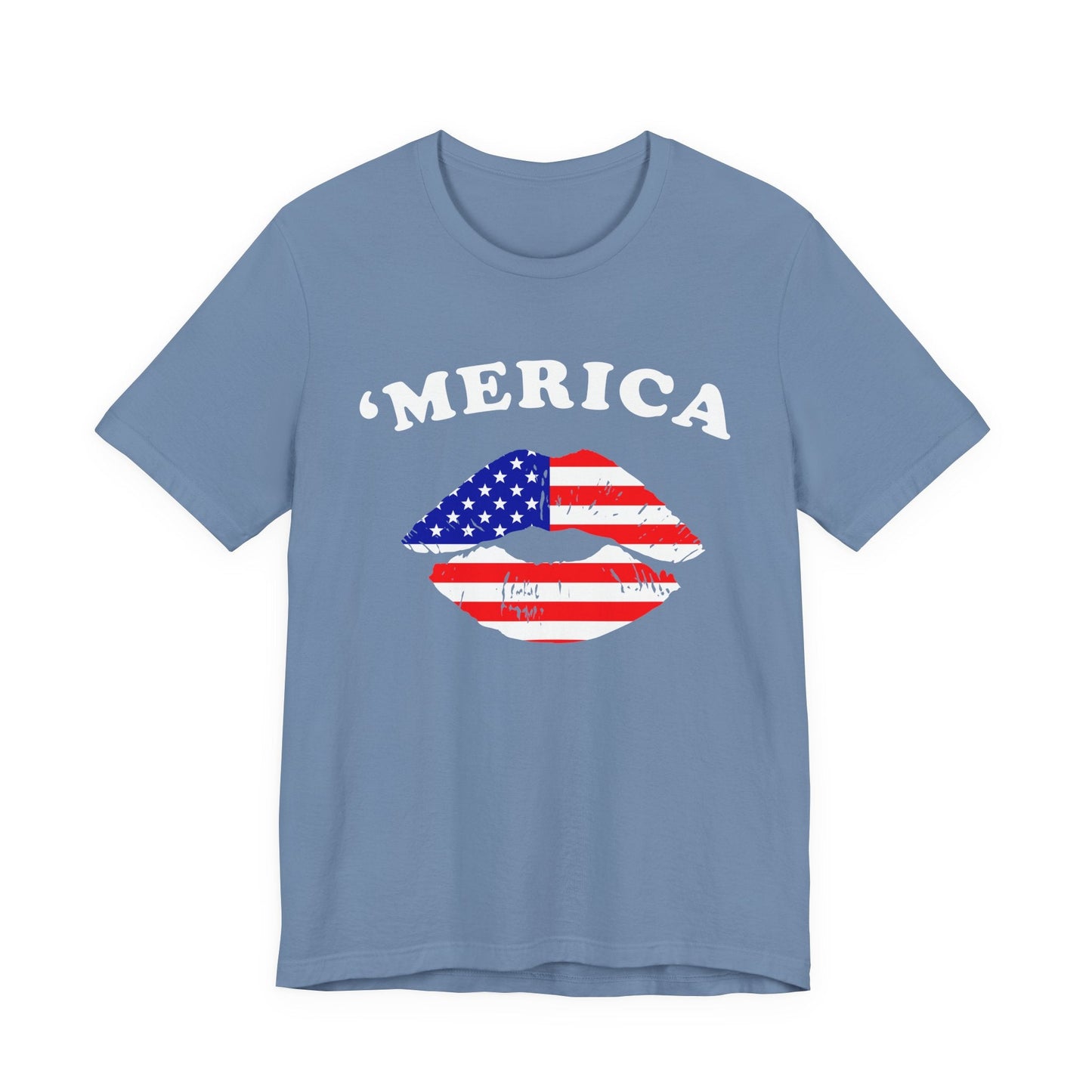 American Flag Lip Graphic Unisex Cotton T-Shirt a9