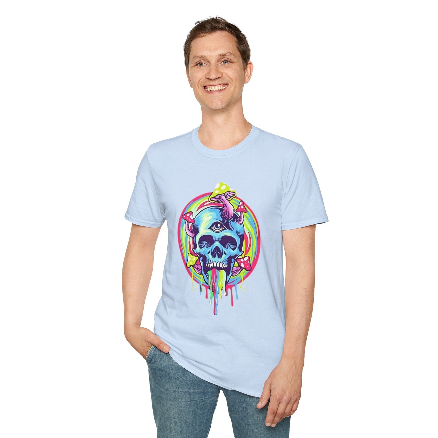 Unisex Skull Tee Shirt With Skeleton Design Cotton Softstyle 64000 T Shirt Premium Cotton Tee