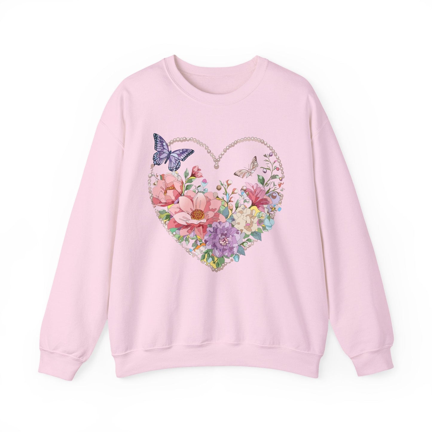 Floral Heart Sweatshirt Unisex Floral Love Crewneck Heavy Blend Gift For Valentine Day Cold Weather