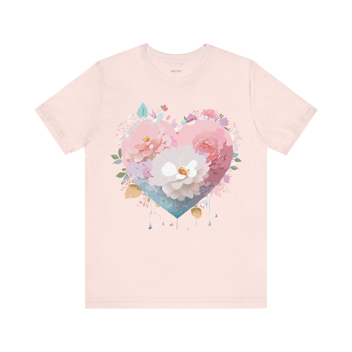 Valentine's Day Graphic Unisex Cotton Bella+Canvas Tee with Floral Art Design d99