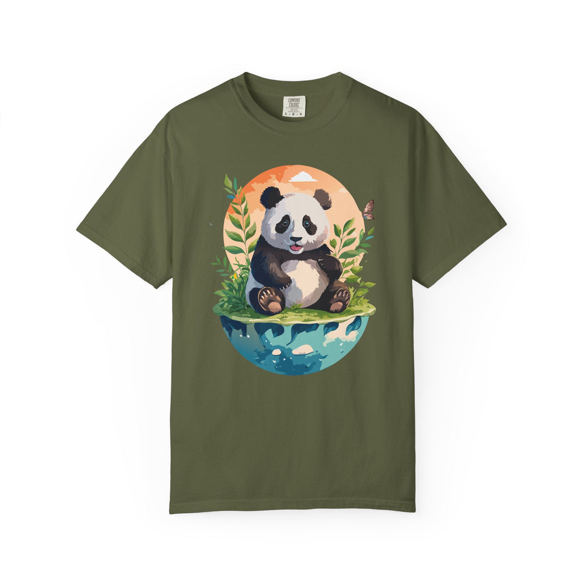 Panda Portrait T-Shirt Unisex Cotton Floral Chinese Graphic Circle Animal Art Tee pp4
