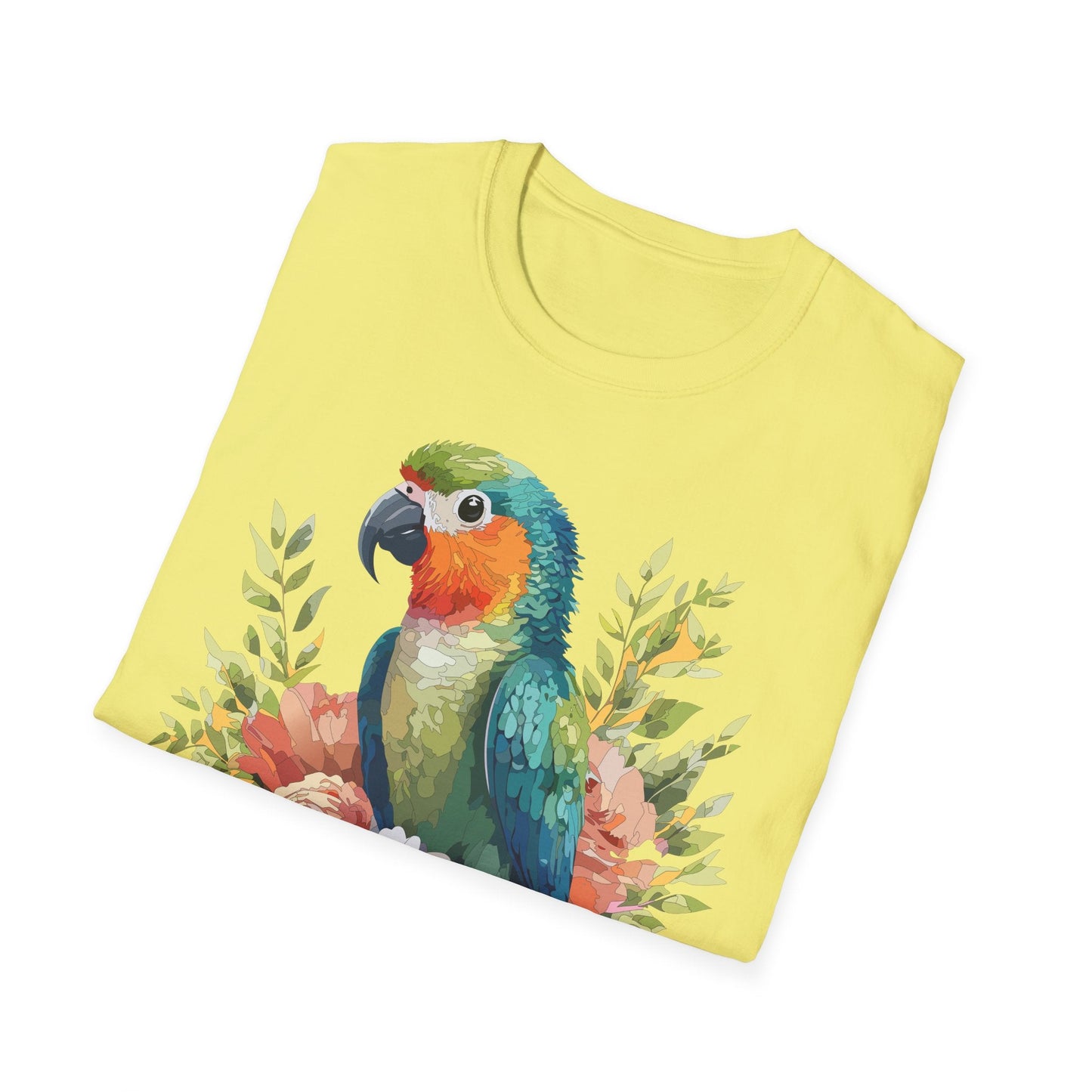 Floral Bird T Shirt Unisex Softstyle Gildan 64000 Cotton Tee for Everyday Comfort