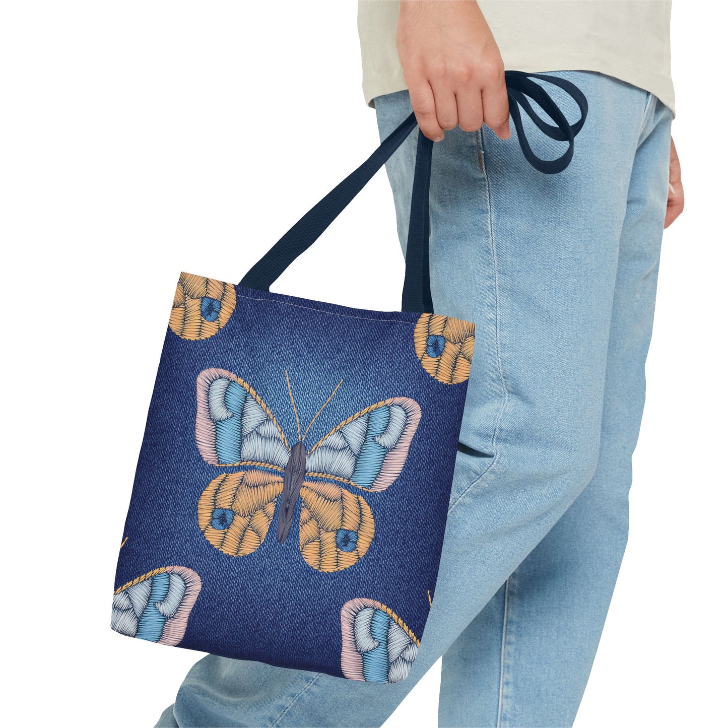 Denim Fabric Imitation Print Unisex Canvas Bag Poly Spun 3 Sizes Tote Bag 175